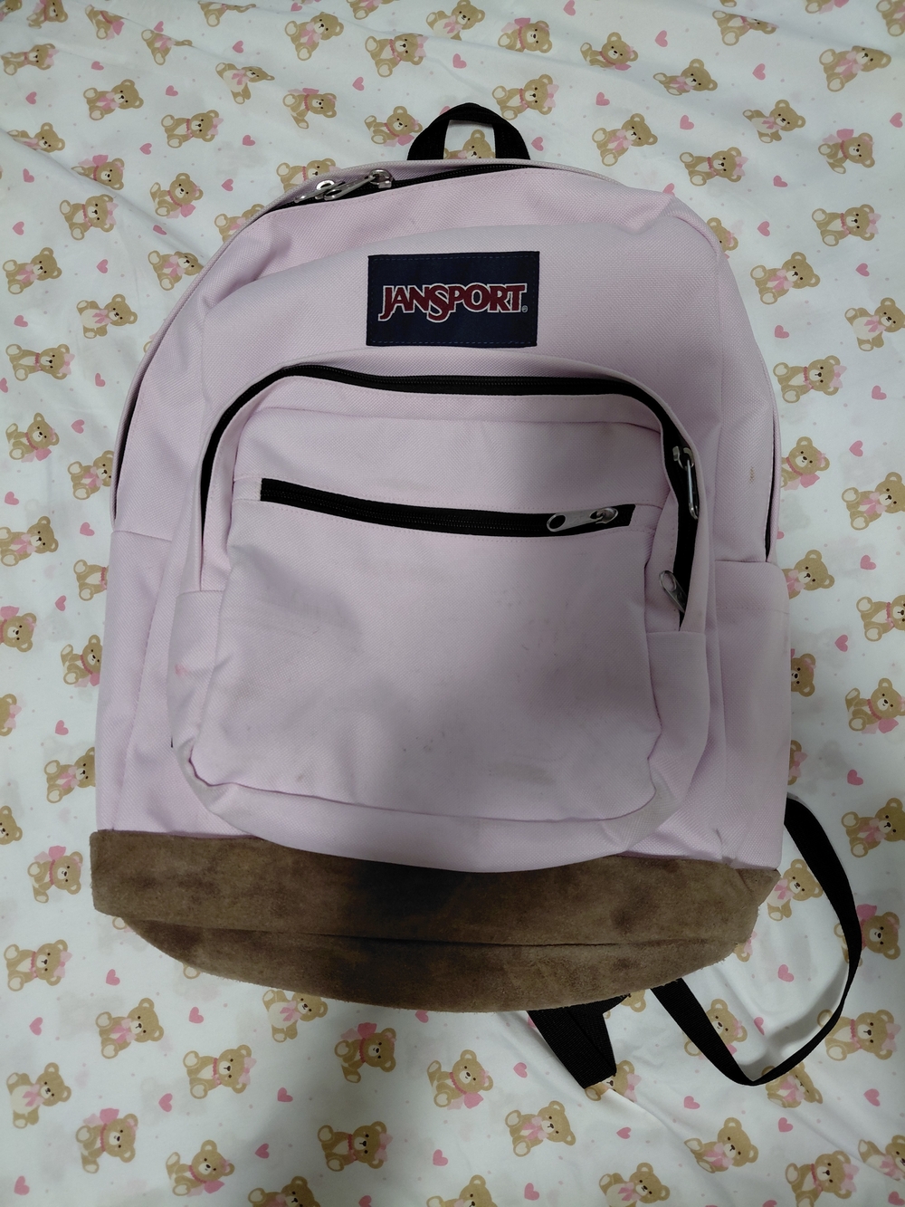 JanSport Pink With Soft Leather Bottom Classic Backpack